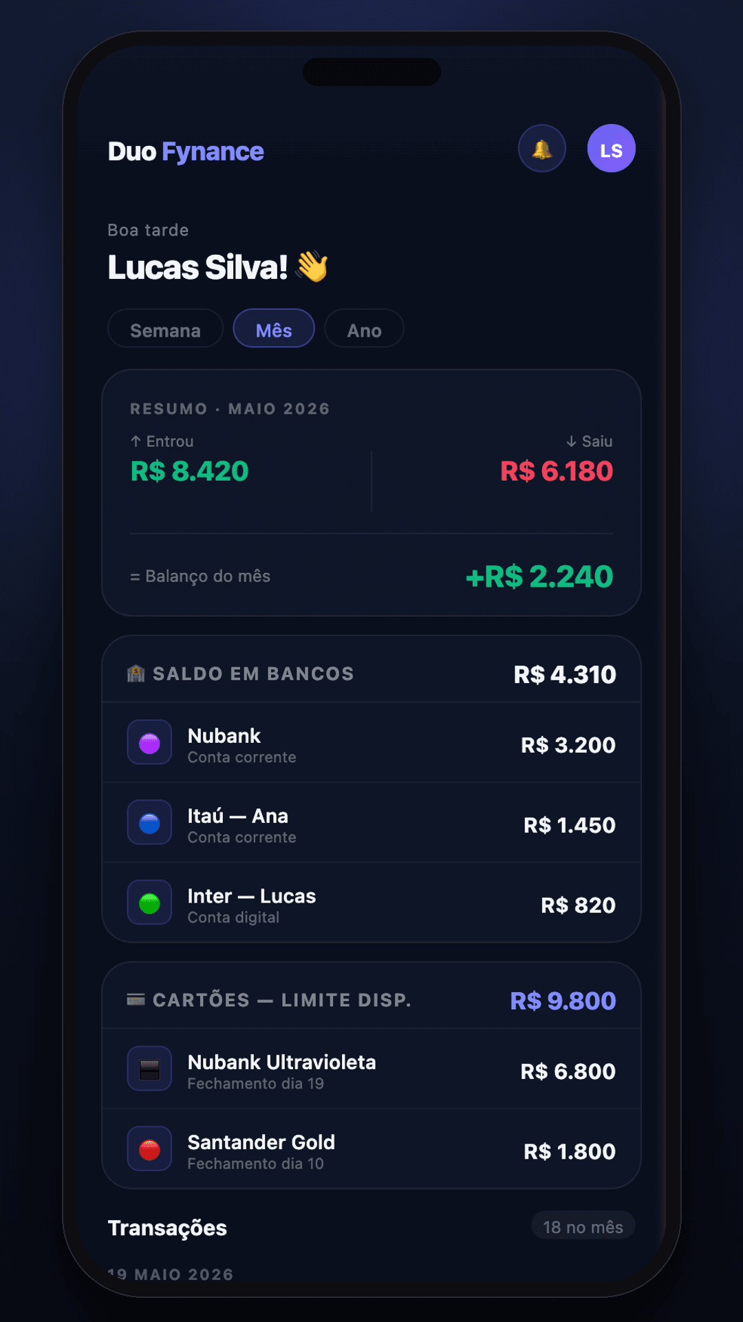 Screenshot do Duo Fynance